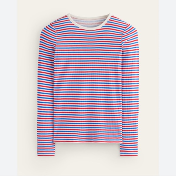 Mini Boden NWT Sz 5-6Y Striped Kids Shirt - Red, Pink, Blue, White, long sleeve - Picture 1 of 4